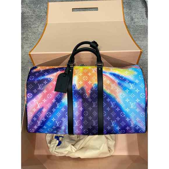 Louis Vuitton Keepall Bandouliere 50 Sunset Multicolor Black Weekend Travel Bag - Picture 2 of 12
